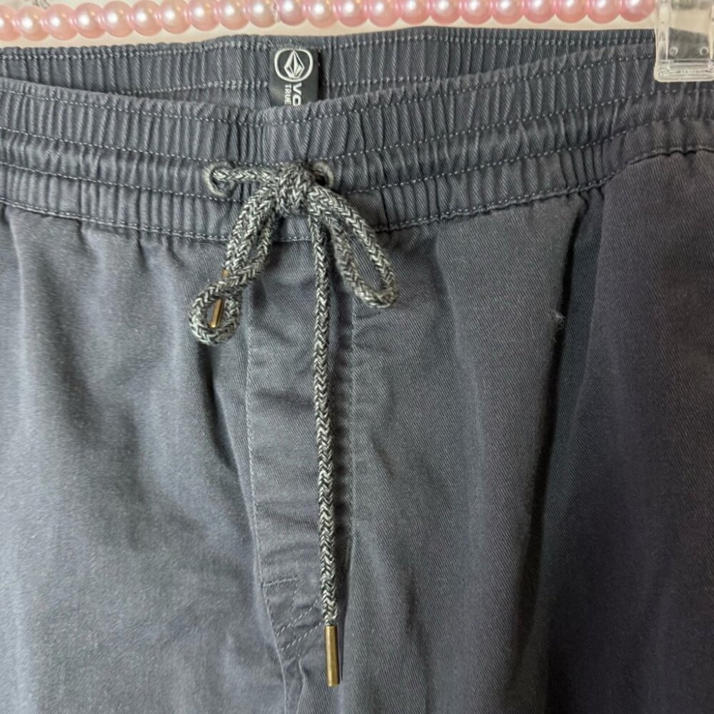 Volcom Charcoal Jogger Pants pockets tie up waist grey navy black - Picture 4 of 6